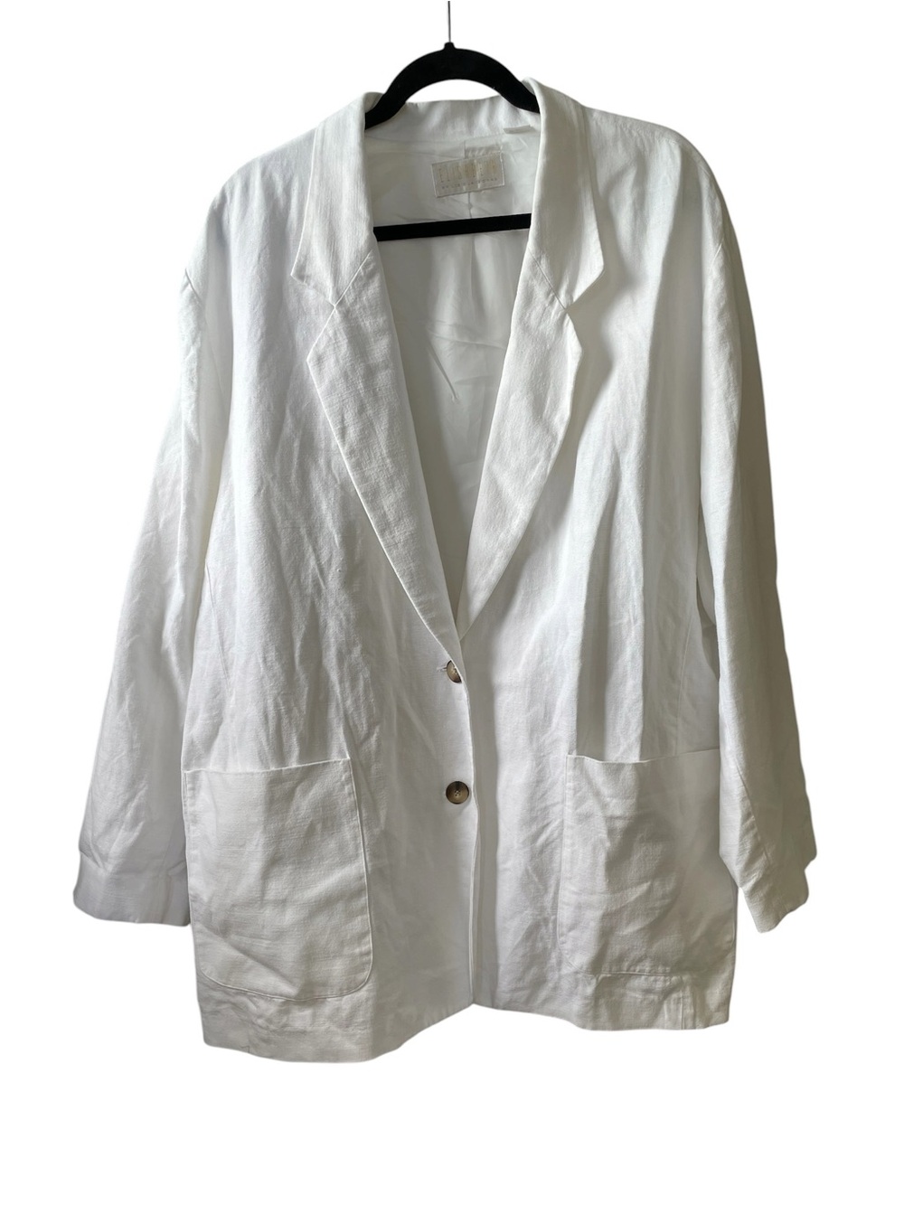 Liz Claiborne White Linen-Cotton Relaxed Blazer 16
